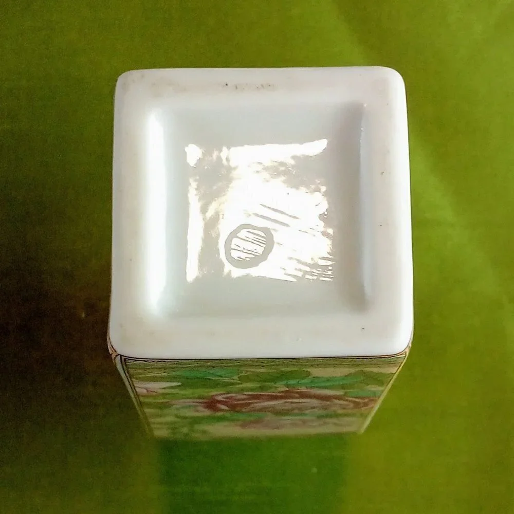 Pink Floral Square Porcelain Vase